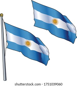 Waving Argentina Flag on Flagpole