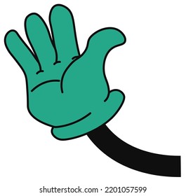 Waving arm and greeting, isolated hand giving high five. Sticker or emoticon, non verbal communication. Hand of character or cartoon personage. Social media and chatting. Vector in flat style
