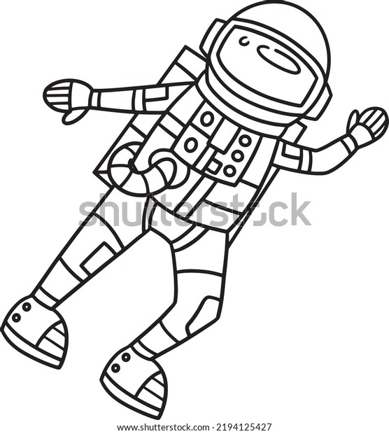 Waving Astronaut Isolated Coloring Page Kids Stock Vector (Royalty Free ...