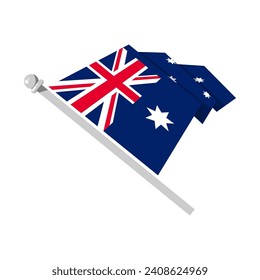 Waving Australia flag in flat style, waving flag, vector illustration