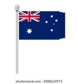 Waving Australia flag in flat style, waving flag, vector illustration