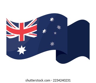 ondulación del icono de la bandera australia aislado plano