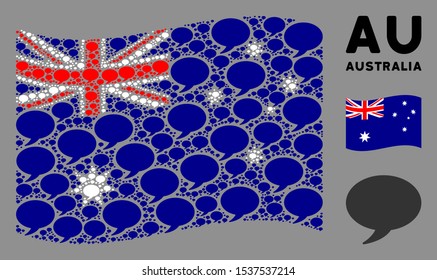 Waving Australia official flag. Vector balloon design elements are placed into geometric Australia flag abstraction. Patriotic illustration constructed of flat balloon design elements.