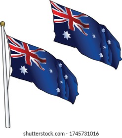 Waving Australian Flag on Flagpole
