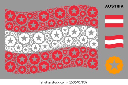 Waving Austria flag. Vector quality elements are formed into conceptual Austria flag illustration. Patriotic illustration organized of flat quality elements.