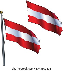 ondeando la bandera austriaca en el póler de bandera