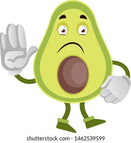 Waving avocado, illustration, vector on white background.