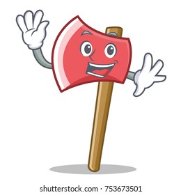 Waving axe character cartoon style vector illustration