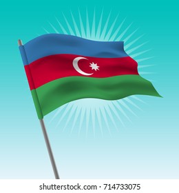 Waving Azerbaijan flag, Vector drawing illustration of flag. 