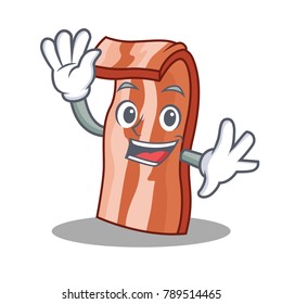 Waving bacon character cartoon style