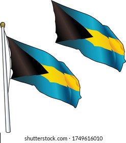 Wachende Bahamas-Flagge auf Flagpol