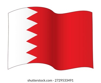 Ondeando la bandera de Bahrein en una configuración de la onda, Ilustración vectorial aislada en el fondo blanco, eps