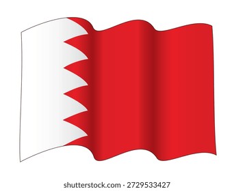 Ondeando la bandera de Bahrein en la configuración de dos olas, Ilustración vectorial aislada en el fondo blanco, eps