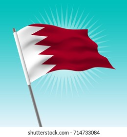 Waving Bahrain flag, Vector drawing illustration of flag. 