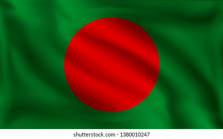 Waving Bangladesh's flag, the flag of Bangladesh, vector illustration