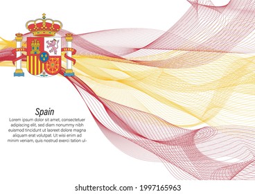 Waving banner with flag of Spain, vector illustration on a white background