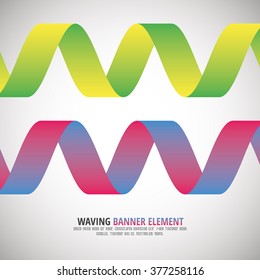 Waving Banners - Ribbons - Vector Matterial Design Color Element