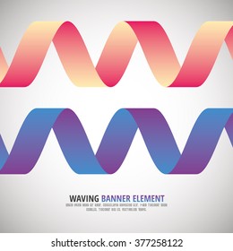 Waving Banners - Ribbons - Vector Matterial Design Color Element
