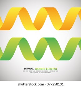 Waving Banners - Ribbons - Vector Matterial Design Color Element