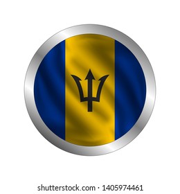Waving Barbados flag, the flag of Barbados, vector illustration