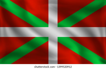 Waving Basque country flag, the flag of Basque country, vector illustration