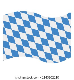 Waving Bavarian Flag - Blue and white waving flag of Bavaria isolated on white background