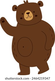 Waving Bear Animal Vector Illustration