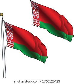 Waving Belarus Flag on Flagpole