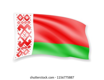 Waving Belarus Flag on white. Flag in the Wind. Vector illustration.