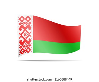 Waving Belarus flag on white. Flag in the wind.