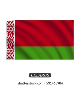 Waving Belarus flag on a white background. Vector illustration