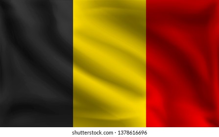 Waving Belgium flag, the flag of Belgium, vector illustration