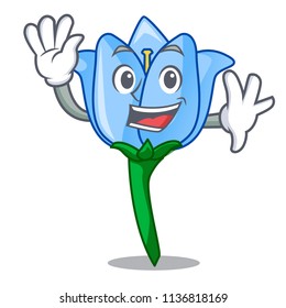 Waving bell flower character cartoon
