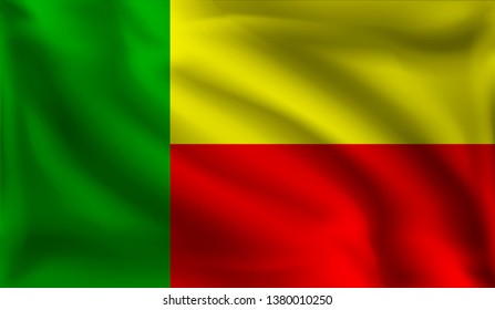 Waving Benin flag, the flag of Benin, vector illustration