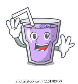 Waving berry smoothie character cartoon