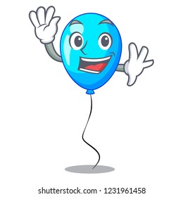 Waving blue balloon character on the rope