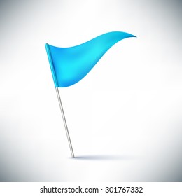 Waving blue flag on flagpole vector illustration