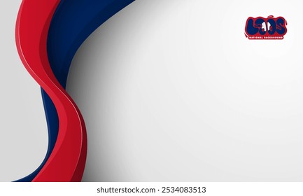 Ondeando el diseño rojo azul de la forma 3d en el fondo blanco para la campaña del día nacional de Laos. Diseño de fondo nacional de Laos