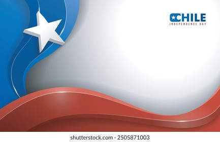 Ondeando Formas 3D azules y rojas en el fondo blanco y la estrella 3D en diseño de forma azul. Buena Plantilla para la campaña del día nacional