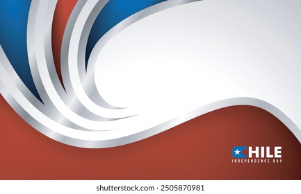 Waving blue and red with silver outline design in white background. Good template for chile national day or independence day campaign