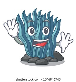 Waving blue seaweed isolated in the character