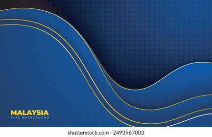 Waving blue shapes and yellow lines in simple layering design with gradient blue background. Good template for malaysia independence day.