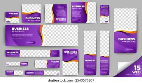 Waving Blue Web Banner template design set. horizontal, vertical, square ad banners layout.