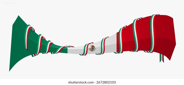 Ondulação de forma 3d em design verde, branco e verde com fundo branco para o dia da independência mexicana