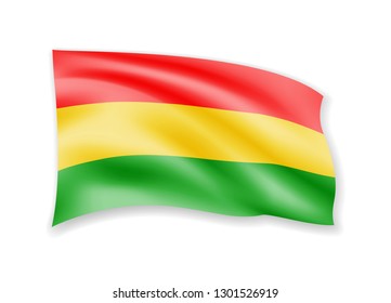 Waving Bolivia flag on white. Flag in the wind vector illustration.
