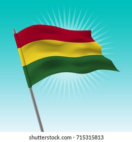 Waving Bolivia flag. Vector drawing illustration of flag.