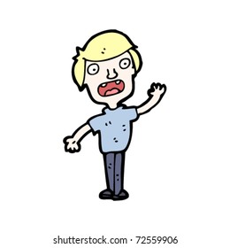 waving boy cartoon
