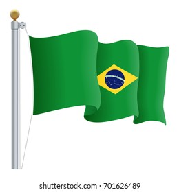 Waving Brasil Flag Isolated On A White Background. Vector Illustration. Official Colors And Proportion. Independence Day