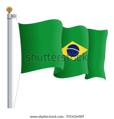 Waving Brasil Flag Isolated On A White Background. Vector Illustration. Official Colors And Proportion. Independence Day