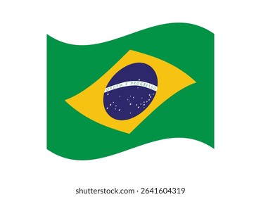 Waving Brazil Flag – National Flag of Brazil in Vector Illustration Style. Flag icon of Brazil.